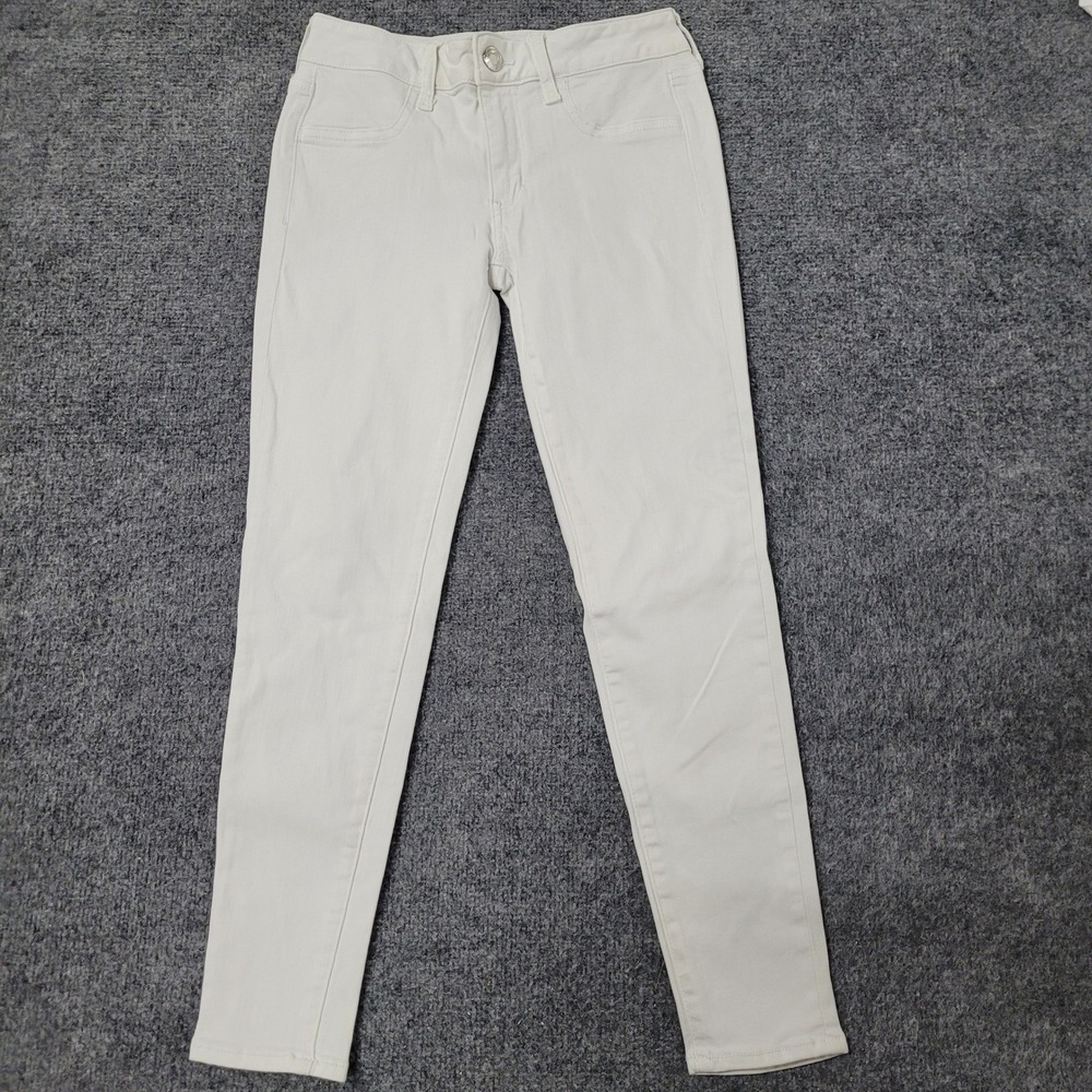 American Eagle Jeans Womens Size 4 Short White Skinny Stretch Casual Denim Pants